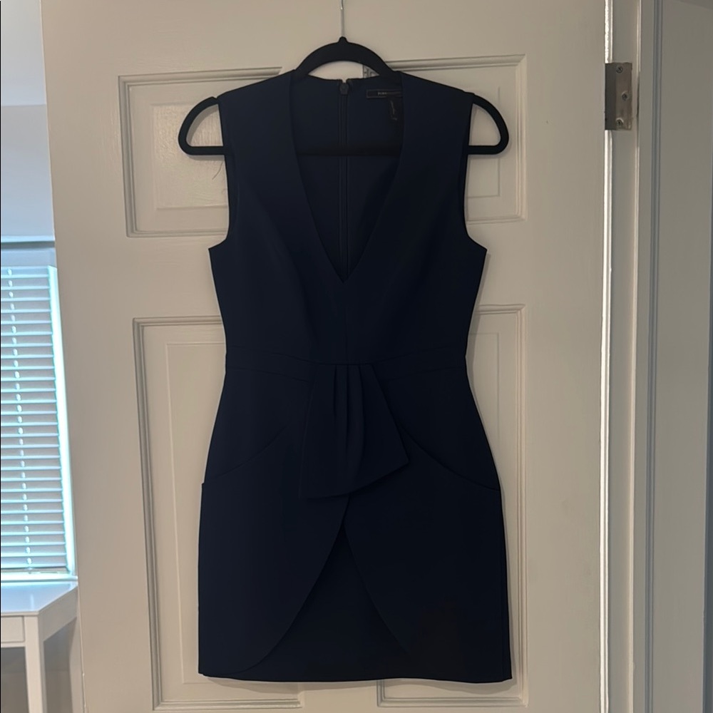 BCBGMaxAzria Blue V-Neck Sheath Mini Dress